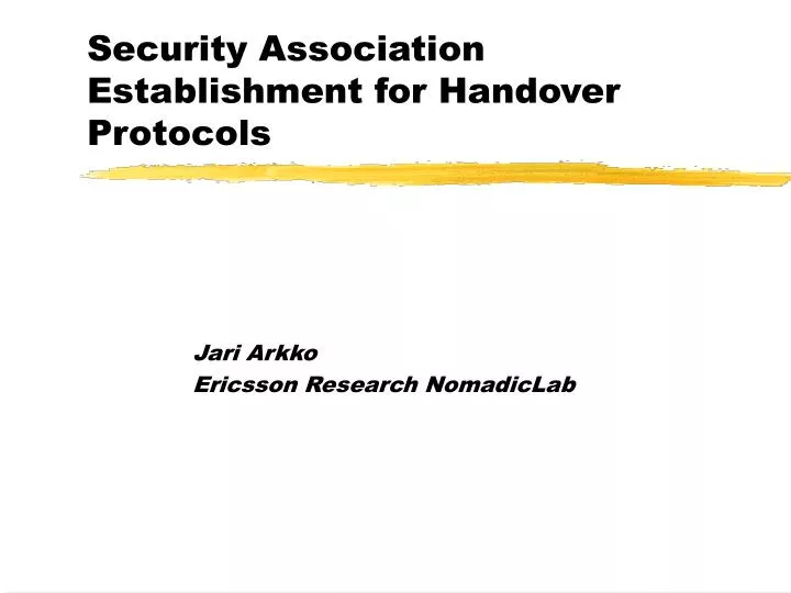 security association establishment for handover protocols