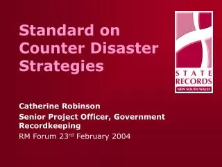 Standard on Counter Disaster Strategies