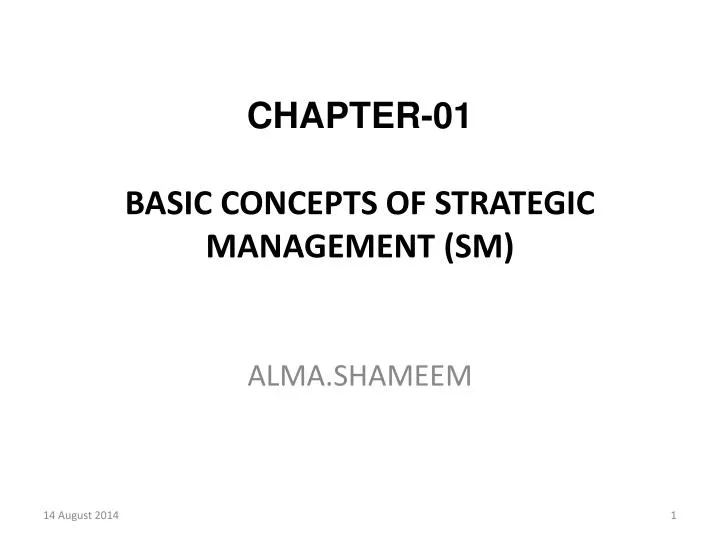 chapter 01 basic concepts of strategic management sm