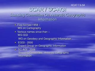 SCAR / SC-AGI Standing Committee On Antarctic Geographic Information