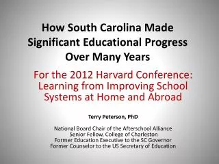 How South Carolina Made Significant Educational Progress Over Many Years