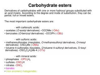 Carbohydrate e sters