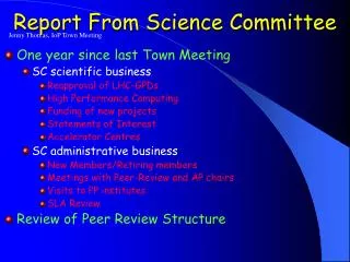 Report From Science Committee