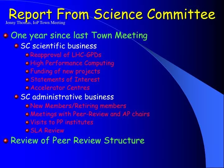 report from science committee