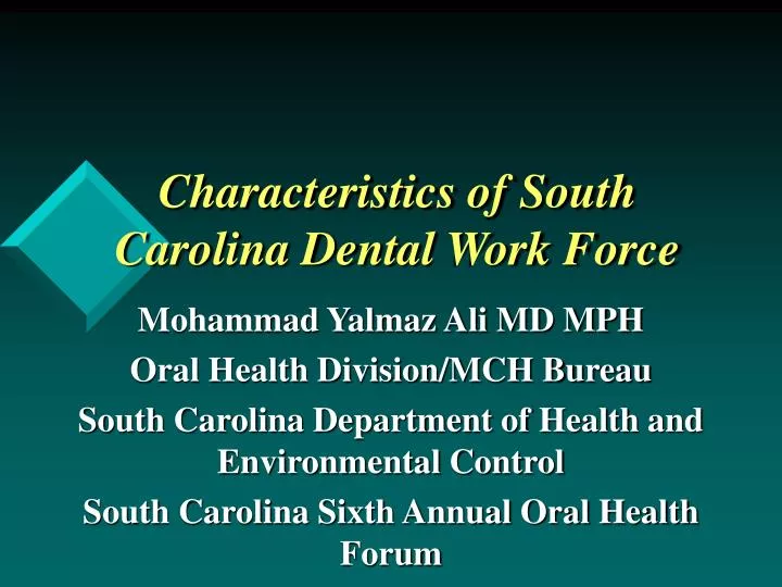 characteristics of south carolina dental work force