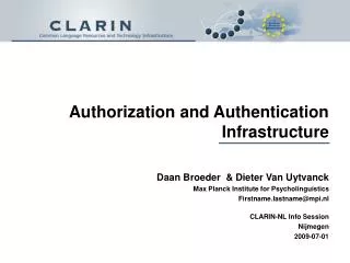 Authorization and Authentication Infrastructure