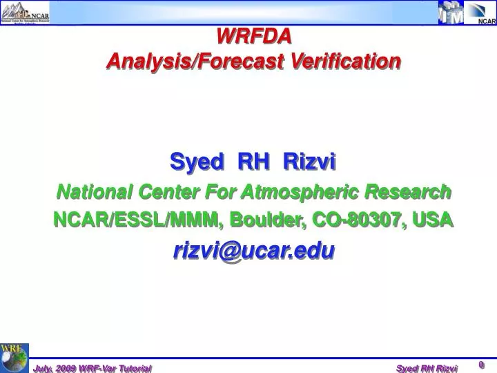 wrfda analysis forecast verification