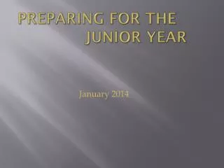 preparing for the junior year