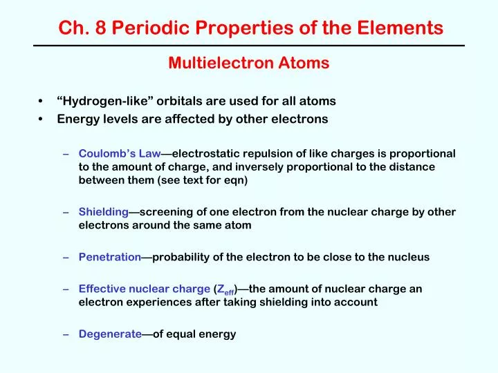ch 8 periodic properties of the elements