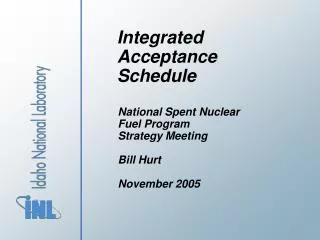 Integrated Acceptance Schedule