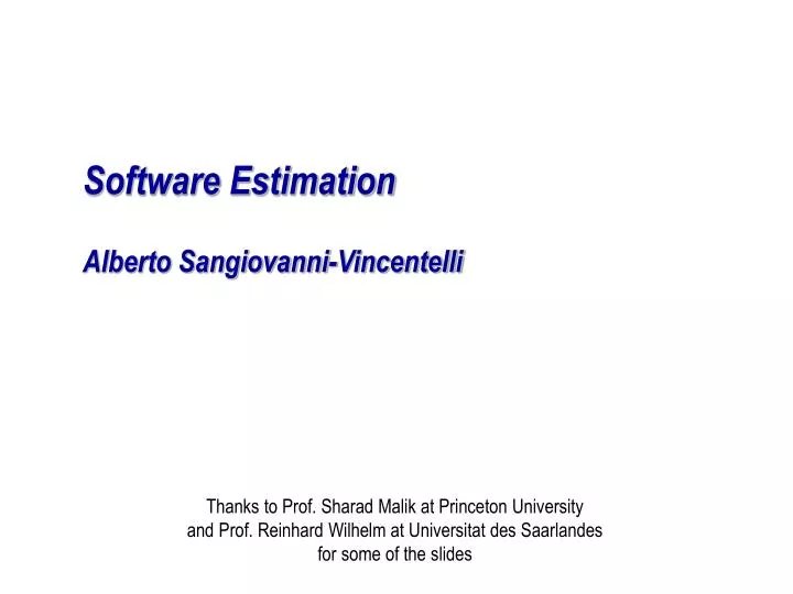 software estimation alberto sangiovanni vincentelli