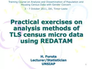 Practical exercises on analysis methods of TLS census micro data using REDATAM