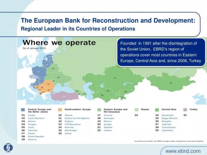 the european bank for reconstruction and development regional leader in its countries of operations