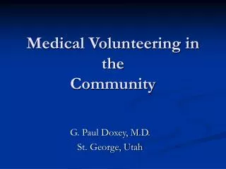 Medical Volunteering in the Community