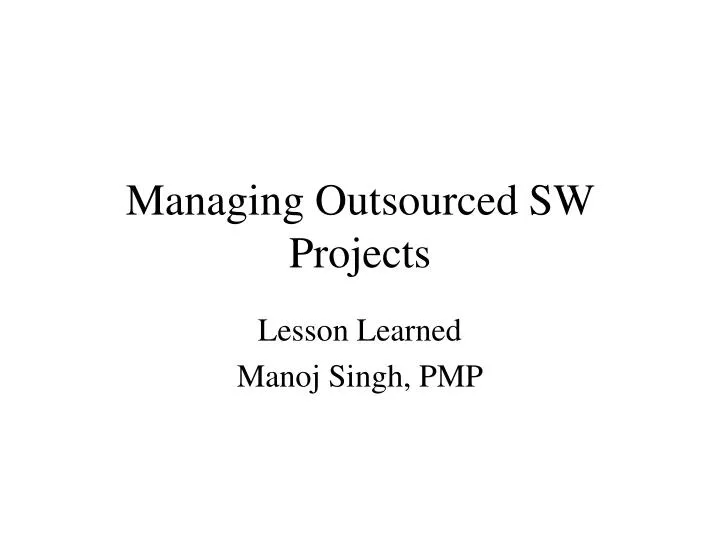 managing outsourced sw projects
