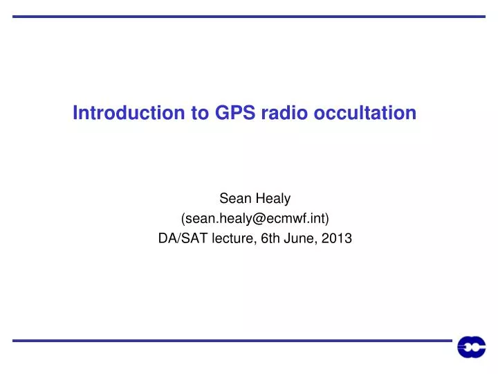 introduction to gps radio occultation
