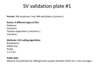 SV validation plate #1