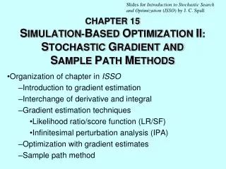 Organization of chapter in ISSO Introduction to gradient estimation