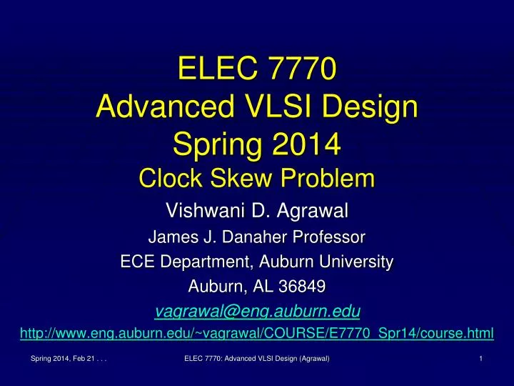 elec 7770 advanced vlsi design spring 2014 clock skew problem