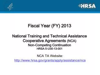 NCA TA Website: hrsa/grants/apply/assistance/nca