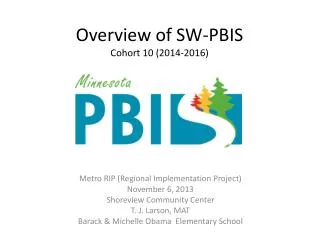 Overview of SW-PBIS Cohort 10 (2014-2016)