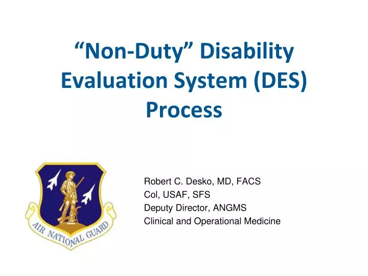 non duty disability evaluation system des process