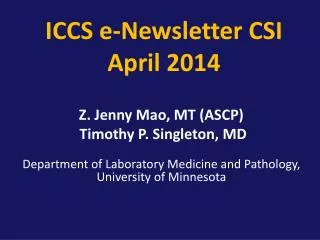 ICCS e-Newsletter CSI April 2014