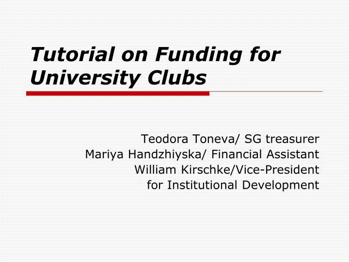 tutorial on funding for university clubs