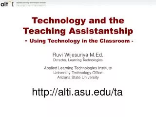 Technology and the Teaching Assistantship - Using Technology in the Classroom -