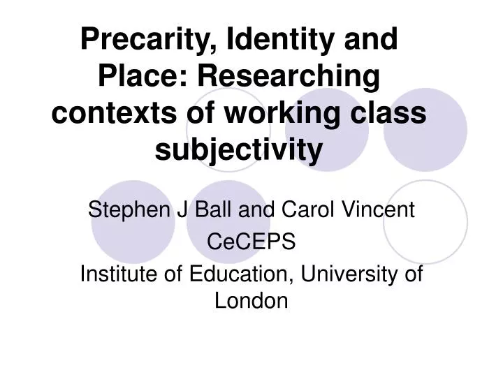 stephen j ball and carol vincent ceceps institute of education university of london