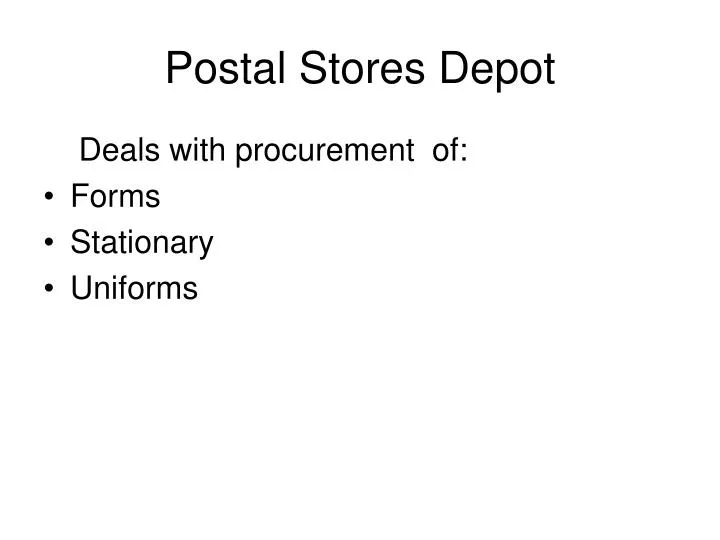 postal stores depot