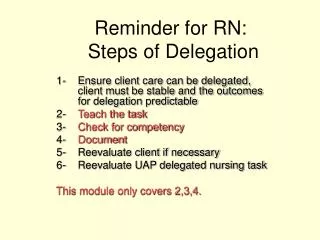 Reminder for RN: Steps of Delegation