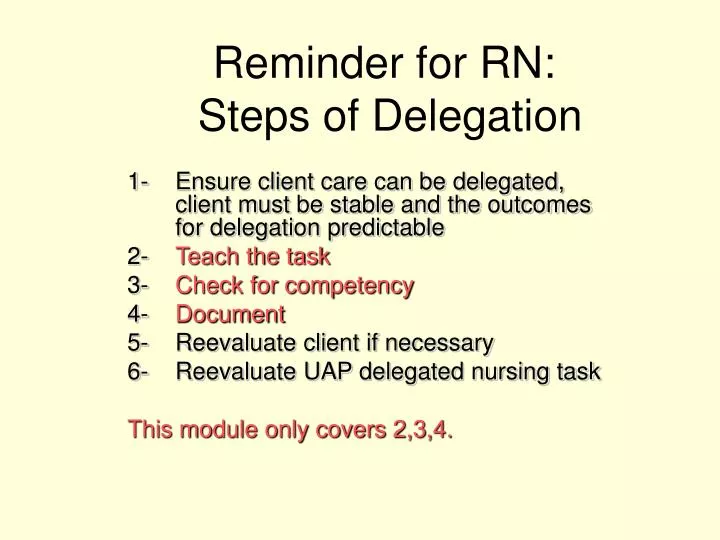 reminder for rn steps of delegation