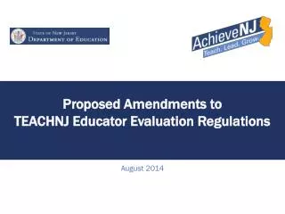 Proposed Amendments to TEACHNJ Educator Evaluation Regulations