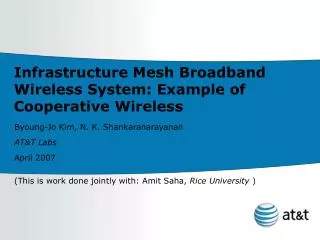 Infrastructure Mesh Broadband Wireless System: Example of Cooperative Wireless