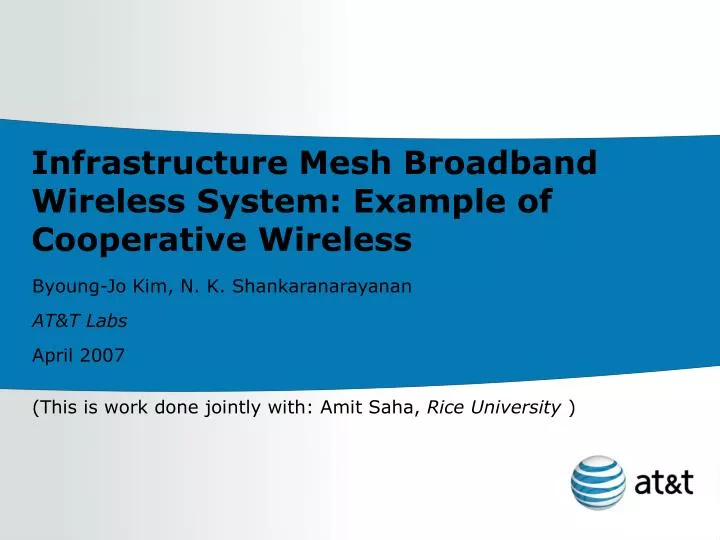 infrastructure mesh broadband wireless system example of cooperative wireless