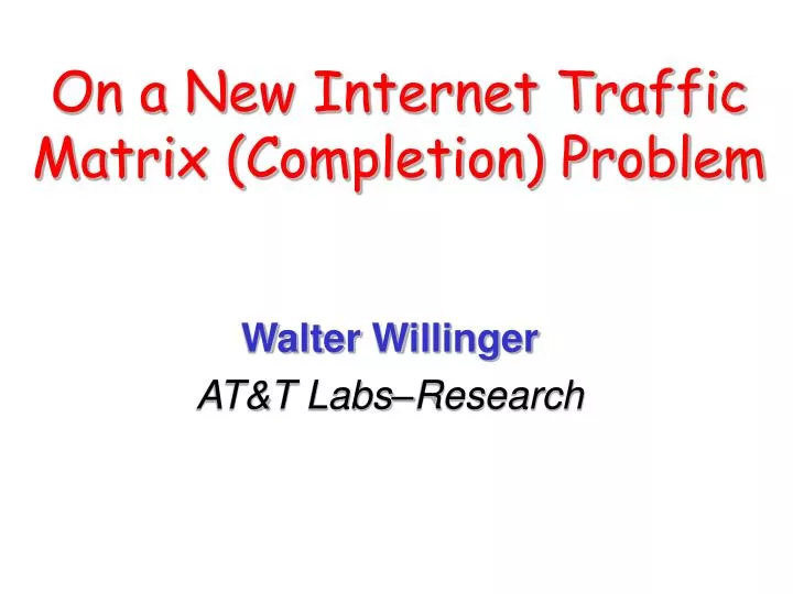 on a new internet traffic matrix completion problem