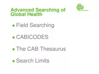 Advanced Searching of Global Health