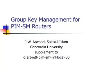 group key management for pim sm routers