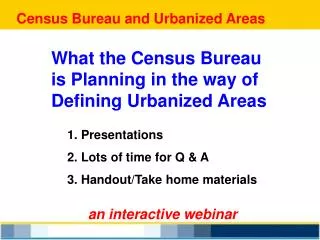 Census Bureau and Urbanized Areas