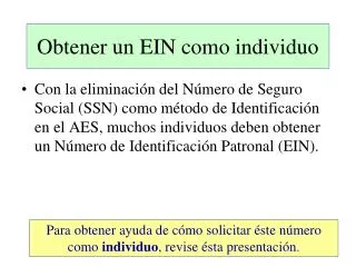 obtener un ein como individuo