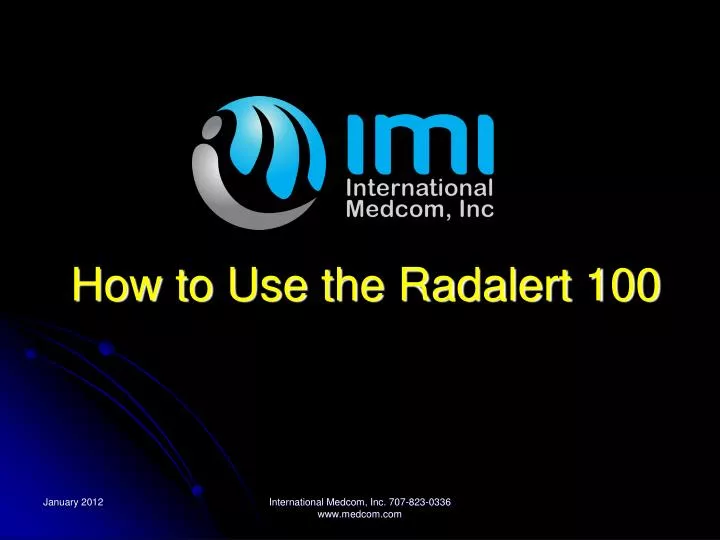 how to use the radalert 100