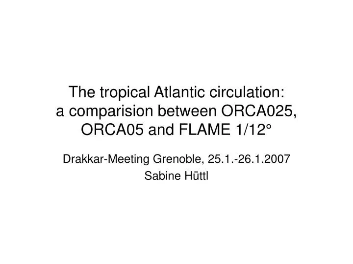 the tropical atlantic circulation a comparision between orca025 orca05 and flame 1 12