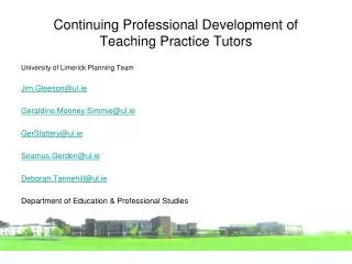 Continuing Professional Development of Teaching Practice Tutors