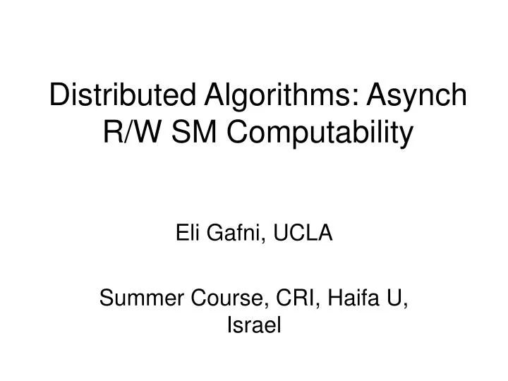 distributed algorithms asynch r w sm computability