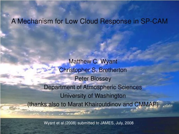 a mechanism for low cloud response in sp cam