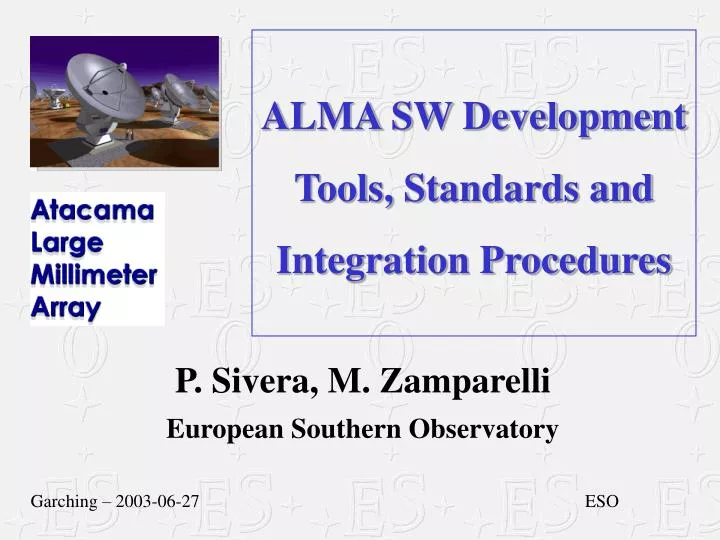 alma sw development tools standards and integration procedures