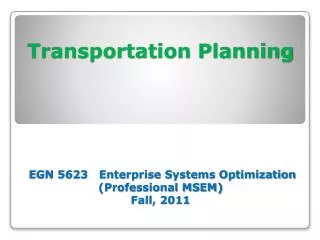 Transportation Planning (Overview)