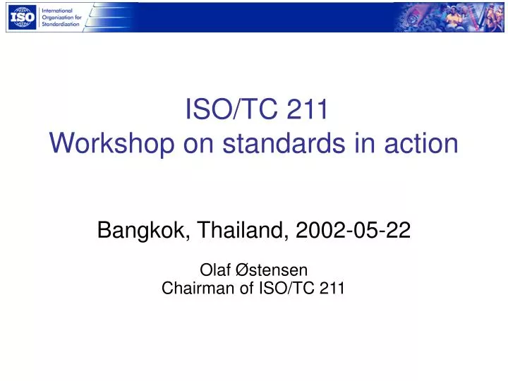 iso tc 211 workshop on standards in action