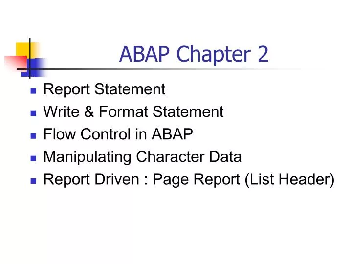 abap chapter 2